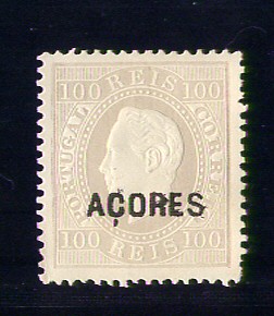 1871 - Afinsa nº 22. Reimpressão de 1885. D. Luis I. Fita direita, 100 reis. Em boas condições.