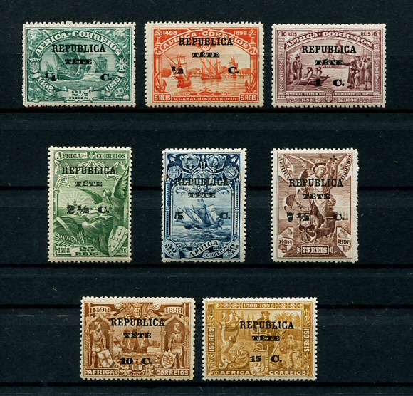 1913 - Afinsa nº 1/8. 4º Centenário ... para a índia. Sobre selos de Africa. Série completa nova, COM CHARNEIRA (*) e goma original. Em boas condições.