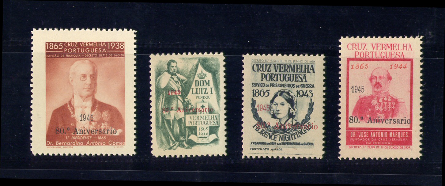 Cruz Vermelha - 1946 - Vinheta. SOBRECARGA. Série nova completa SEM CHARNEIRA (**) e goma original. Em boas condições.