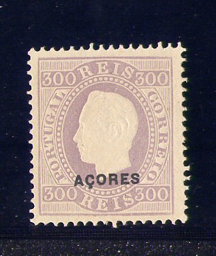 1882 - Afinsa nº 45. Reimpressão de 1905. D. Luis I. Sem goma. Fita direita, 300 reis. Em boas condições.