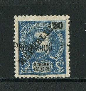 1913 - Afinsa nº 167. D. Carlos I com sobrecarga local REPUBLICA e PROVISÓRIO. Selo de 50r novo sem goma. SOBRECARGA PROVISORIO DESLOCADA. Em boas condições.