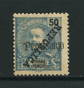 1913 - Afinsa nº 167. D. Carlos I com sobrecarga local REPUBLICA e PROVISÓRIO. Selo de 50r novo sem goma. SOBRECARGA INVERTIDA. Em boas condições.
