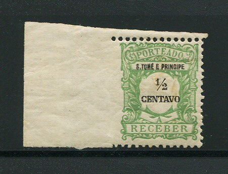 1921 - Porteado nº 42. Selos de 1/2c novos com charneira (*) e goma original. NÃO DENTEADO NO LADO ESQUERDO. Em boas condições.