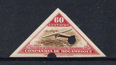 1935 - Correio Aéreo. Afinsa nº  9. PROVA NÃO DENTEADA de 60c. COM CENTRO. Com goma original. Em boas condições.
