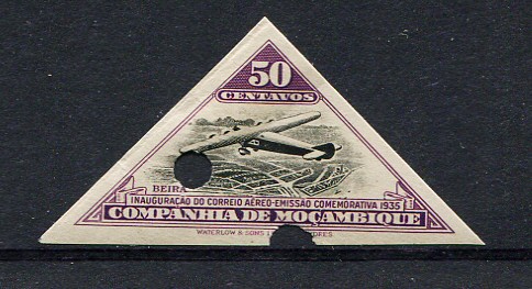 1935 - Correio Aéreo. Afinsa nº  8. PROVA NÃO DENTEADA de 50c. COM CENTRO. Com goma original. Em boas condições.