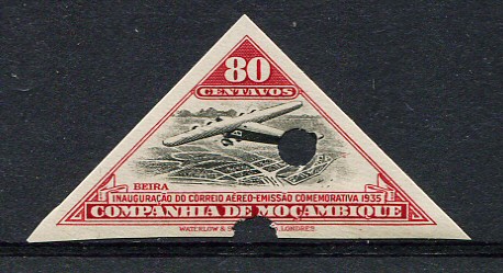 1935 - Correio Aéreo. Afinsa nº 10. PROVA NÃO DENTEADA de 80c. COM CENTRO. Com goma original. Em boas condições.