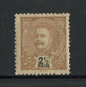 1903 - Afinsa nº 188. D. Carlos I. Selo de 2 1/2r novo com charneira (*) e goma original. Em boas condições.