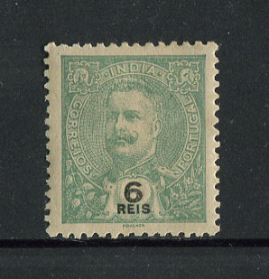 1903 - Afinsa nº 190. D. Carlos I. Selo de 6r novo com charneira (*) e goma original. Em boas condições.