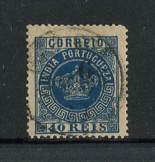 1881 - Afinsa nº 81. Coroa com sobretaxa. FALSO FOURNIER. 6r/40r usado (carimbo também é falso). Em boas condições.