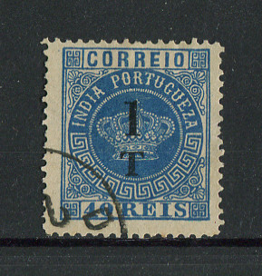 1881 - Afinsa nº 89. Coroa com sobretaxa. FALSO FOURNIER. 1T/40r usado (carimbo também é falso). Em boas condições.