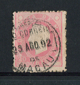 1888 - Afinsa nº 34. D. Luis I. Selo de 20 reis usado. Tem alguns vincos. (BAIXO CUSTO/PEQUENO DEFEITO)