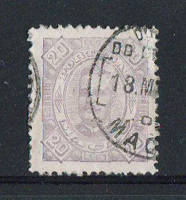 1893 - Afinsa nº 50. D. Carlos I. Selo de 20r usado. Tem uma transparência. (BAIXO CUSTO/PEQUENO DEFEITO)