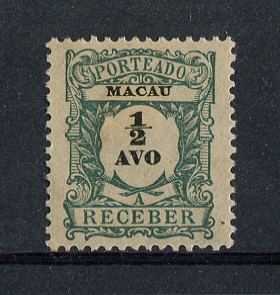 1904 - Porteado. Afinsa nº 1. Emissão regular. Selo 1/2a novo, sem goma como emitido. Em boas condições.