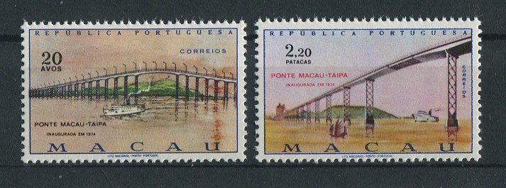 1974 - Afinsa nº 435/436. Ponte Macau-Taipa. Série completa nova SEM CHARNEIRA (**) e com goma original. Em boas condições.