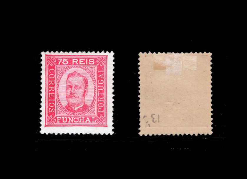 1892 - Afinsa nº 7. D. Carlos I. Selo de 75 reis novo com charneira (*) e goma original. Denteado 13 1/2. Em boas condições.