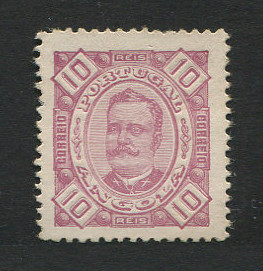 1893 - Afinsa nº 26. D. Carlos I. Selo de 10r novo sem goma. Denteado 12 1/2, papel porcelana. Em boas condições.