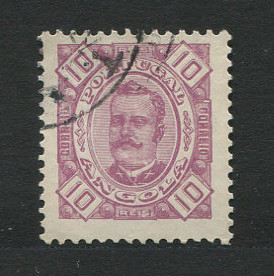 1893 - Afinsa nº 26a. D. Carlos I. Selo de 10r usado. Denteado 11 1/2, papel pontinhado. Em boas condições.