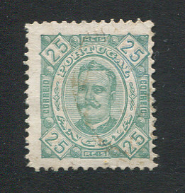 1893 - Afinsa nº 29. D. Carlos I. Selo de 25 reis usado. Denteado 11 1/2, papel porcelana. Em boas condições.