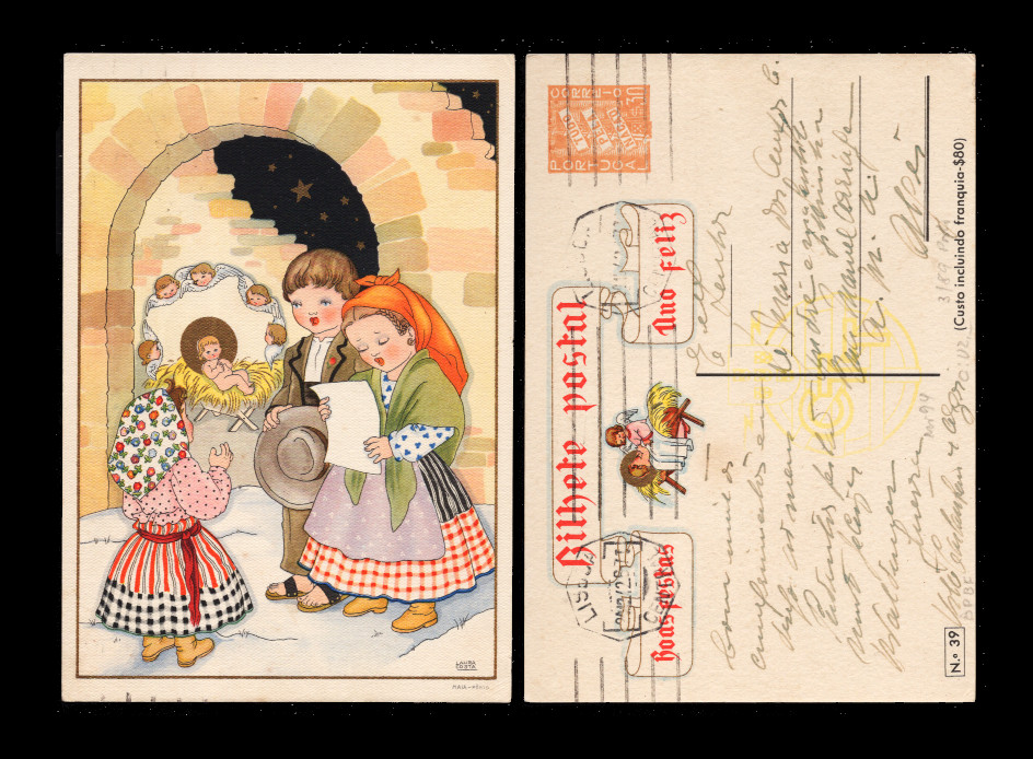 039 - 1942 Inteiro Postal de Boas Festas. Circulado. Em boas condições.