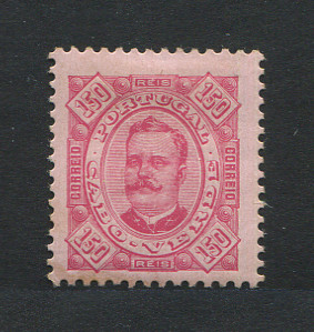 1893 - Afinsa nº 34. D. Carlos I. Selo de 150 reis novo COM CHARNEIRA (*) e goma original. Denteado 11 1/2. Em boas condições.