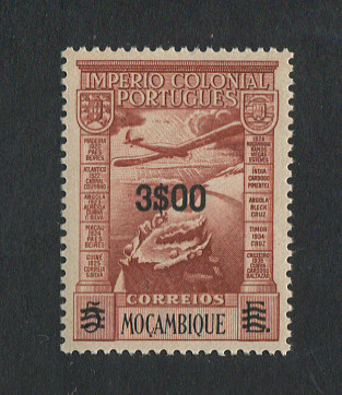 1946 - Correio Aéreo nº 10. Império colonial Português com sobretaxa. Selo de 3$00/5$00 novo SEM CHARNEIRA (**) e com goma original. Em boas condições.