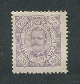1893 - Afinsa nº 28. D. Carlos I. Selo de 20 reis novo COM CHARNEIRA (*) e goma original. Em boas condições.
