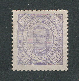 1893 - Afinsa nº 28. D. Carlos I. Selo de 20 reis novo sem goma. Em boas condições.