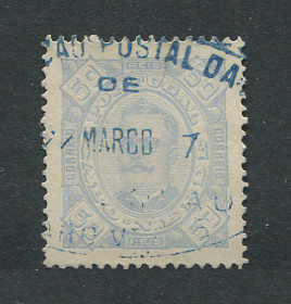 1893 - Afinsa nº 30a. D. Carlos I. Selo de 50 reis usado. Denteado 13 1/2, papel pontinhado. Em boas condições.