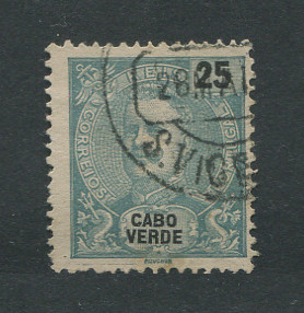 1898 - Afinsa nº 42b. D. Carlos I. Selo de 25 reis usado. Denteado 12 1/2. Em boas condições.