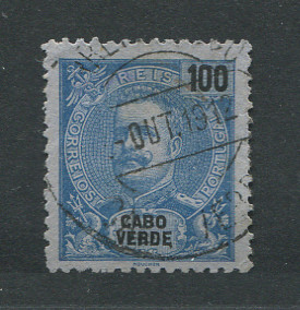1898 - Afinsa nº 46. D. Carlos I. Selo de 100 reis usado. Em boas condições.