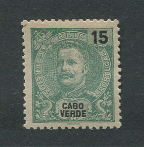 1903 - Afinsa nº 77. D. Carlos I novas cores e valores. Selo de 15r novo SEM CHARNEIRA (**) e com goma original. Em boas condições.