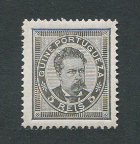 1886 - Afinsa nº 24. D. Luis I. Selo de 5 reis novo, COM CHARNEIRA (*) e goma original. Em boas condições.