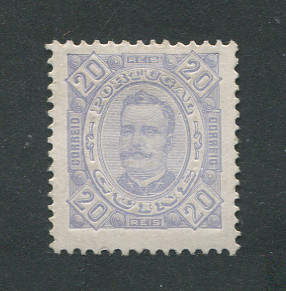 1893 - Afinsa nº 38. D. Carlos I. Selo de 20r novo COM CHARNEIRA (*) e goma original. Em boas condições.