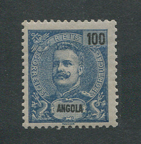 1898 - Afinsa nº 47. D. Carlos I. Selo de 100r novo, COM CHARNEIRA (*) e goma original. Em boas condições.