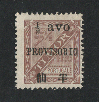 1894 - Afinsa nº 38. D. Carlos I com sobretaxa e sobrecarga PROVISORIO. Selo de 1/2a/2 1/2r novo sem goma como emitido. Em boas condições.