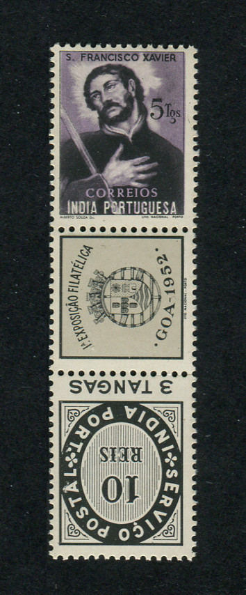 1952 - Afinsa nº 429/430. 1ª Exposição Filatélica de Goa. Série completa, nova SEM GOMA. Em tira. Em boas condições.