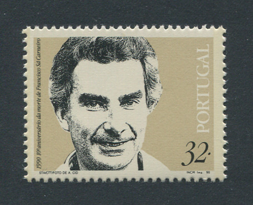 1990 - Afinsa nº 1977. BAIXO CUSTO. 10º Aniversário da Morte de Francisco Sá Carneiro. Série nova sem charneira. Goma Original. Em boas condições.