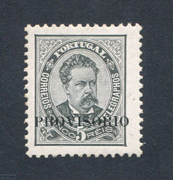 1892 - Afinsa nº 80. D. Luis I com sobrecarga PROVISÓRIO. Selo de 5 reis NOVO, SEM GOMA. Em boas condições.