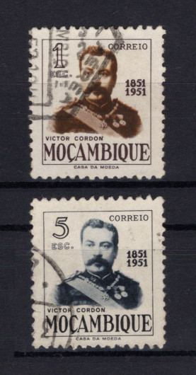 1951 - Afinsa nº 381/382. Centenário do Nascimento de Victor Cordon. Série completa USADA. Em boas condições.