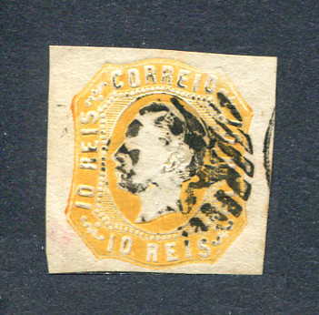 1862/4 - Afinsa nº 15. D. Luís I. Selo de 10 reis usado. Boas margens. Em boas condições. EXEMPLAR NORMAL.