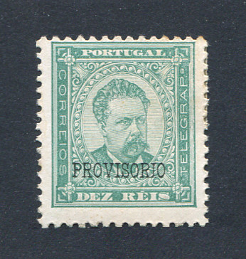 1892 - Afinsa nº 81. D. Luis I com sobrecarga PROVISÓRIO. Selo de 10 reis NOVO, COM CHARNEIRA (*) e goma original. Em boas condições.