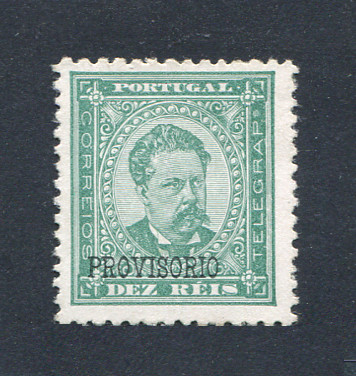 1892 - Afinsa nº 81. D. Luis I com sobrecarga PROVISÓRIO. Selo de 10 reis NOVO, SEM GOMA. Em boas condições.