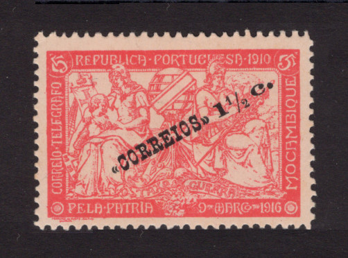 1918 - Afinsa nº 202D. Taxa de Guerra. Selo de 1 1/2c/5c novo, SEM GOMA. ERRO ''TELFGRAFO''. Em boas condições.
