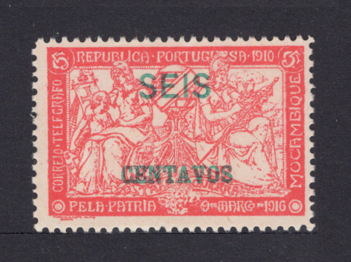 1918 - Afinsa nº 205D. Taxa de Guerra. Selo de 6c/5c novo, SEM GOMA. Com ERRO ''TELFGRAFO''. Em boas condições.
