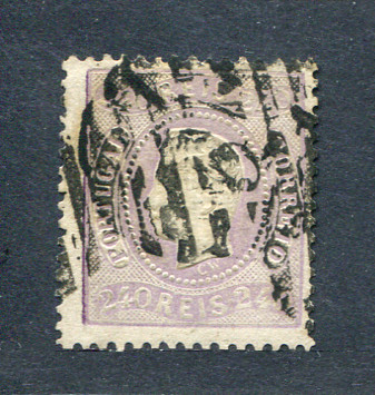 1867/70 - Afinsa nº 35. D. Luís I, fita curva denteado. Selo de 240 reis usado. Em boas condições.