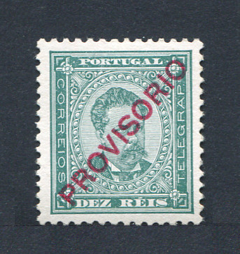 1892 - Afinsa nº 83. D. Luis I com sobrecarga PROVISÓRIO. Selo de 10 reis NOVO, SEM GOMA. Em boas condições.