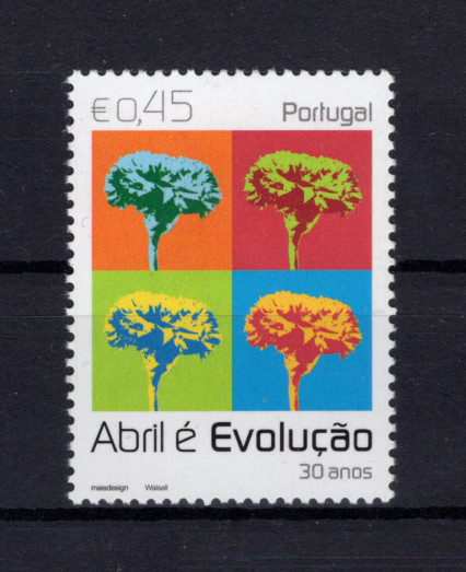 2004 - Afinsa nº 3111. 25 de Abril - 30 anos de Democracia. Série nova sem charneira. Goma Original. Em boas condições.