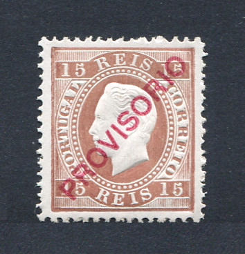 1892 - Afinsa nº 84. D. Luis I com sobrecarga PROVISÓRIO. Selo de 15 reis NOVO SEM CHARNEIRA (**) e com goma original. Papel porcelana, denteado 12 1/2. Em boas condições.