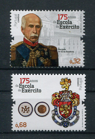 2012 - Afinsa nº 4165/4166. 150 Anos da Escola do Exército. Série nova sem charneira. Goma Original. Em boas condições.