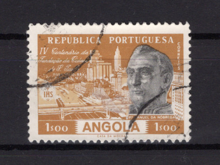 1954 - Afinsa nº 376. 4º Centenário da Cidade de S. Paulo. Selo de 1$00, USADO. Em boas condições.